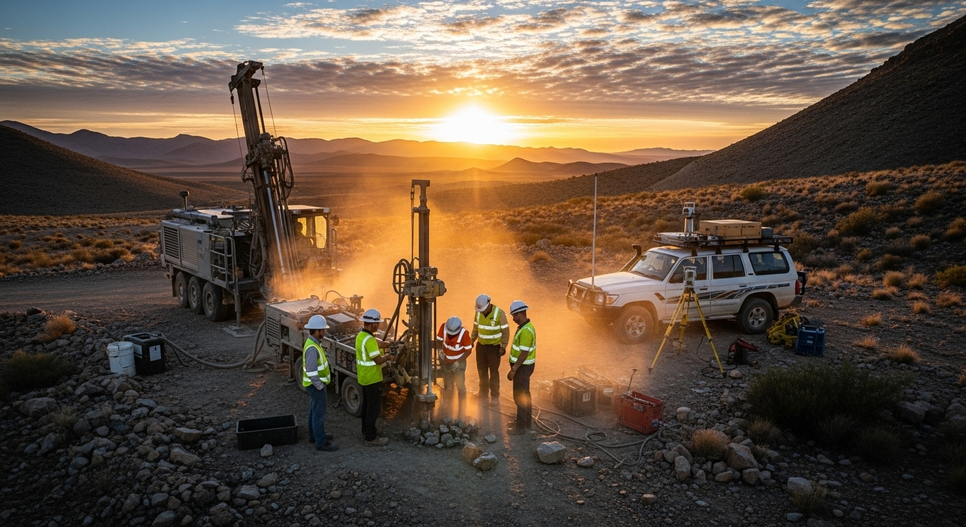 Perforación al amanecer en campamento de exploración