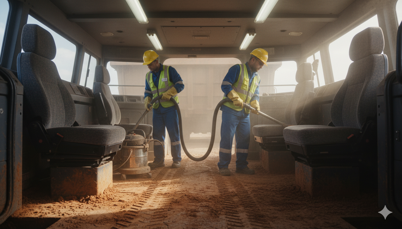 Lavado de buses mineros